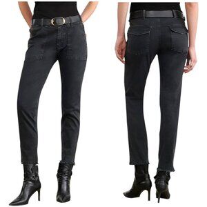 Nili Lotan - Women’s ‘Jenna Pant’ Ankle Cropped, Cotton Twill - Black, Size 8